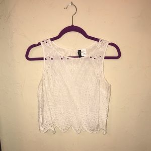 H&M White Eyelet Tank Top